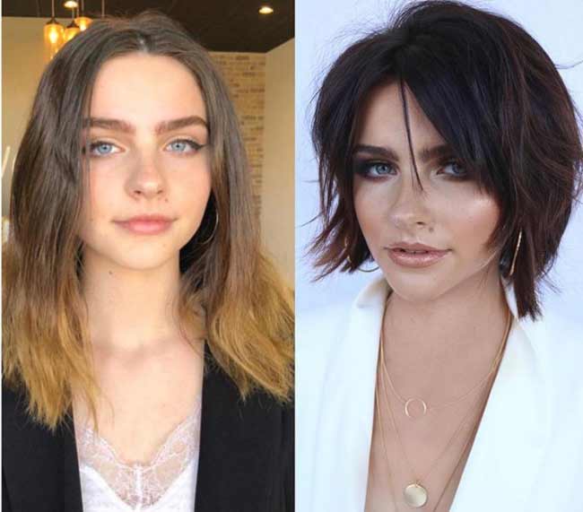 Фото до и после стрижки на средние волосы