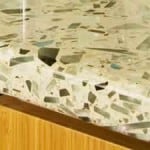 Light colored recycled glass countertop