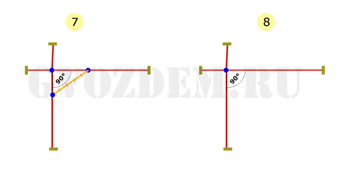 Прямоугольный угол при построении разметки под фундамент