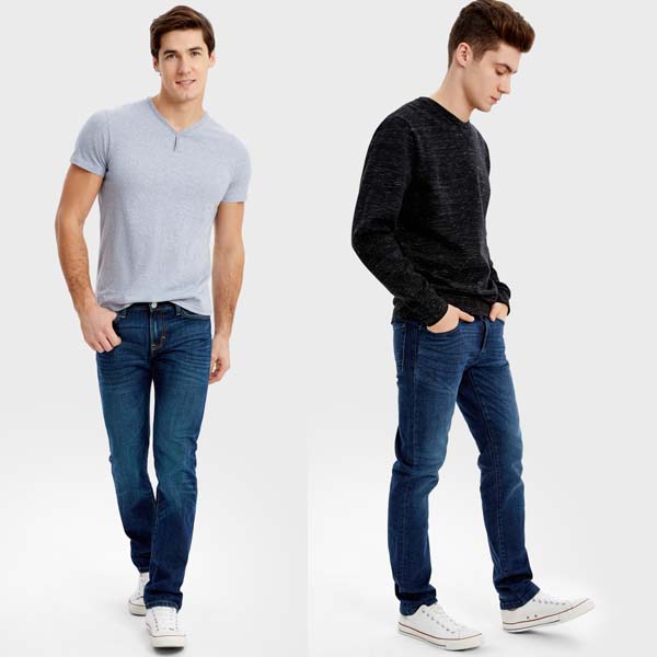 мужские классические синие джинсы