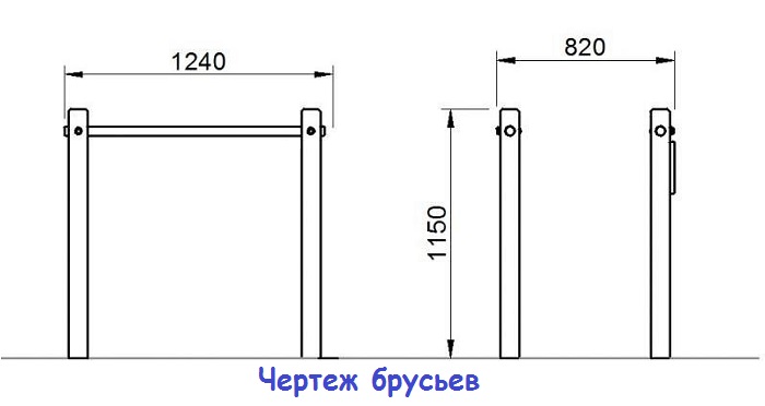 Чертеж деревянных брусьев